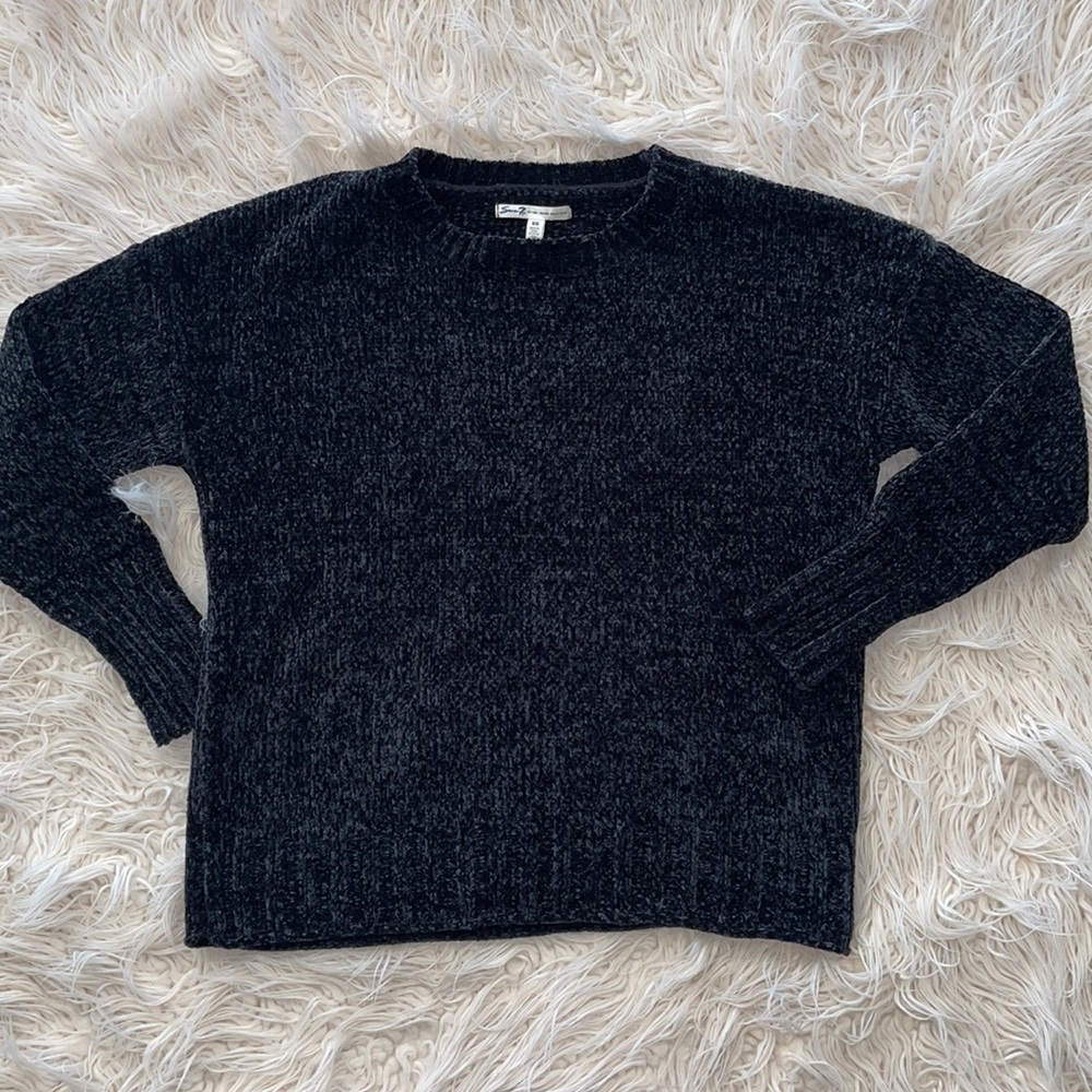 Seven 7 Sweater Plush Knit Black M